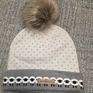 Ladies GAA HUU Cuff Cap Faux Fur Pom Sheep Pattern